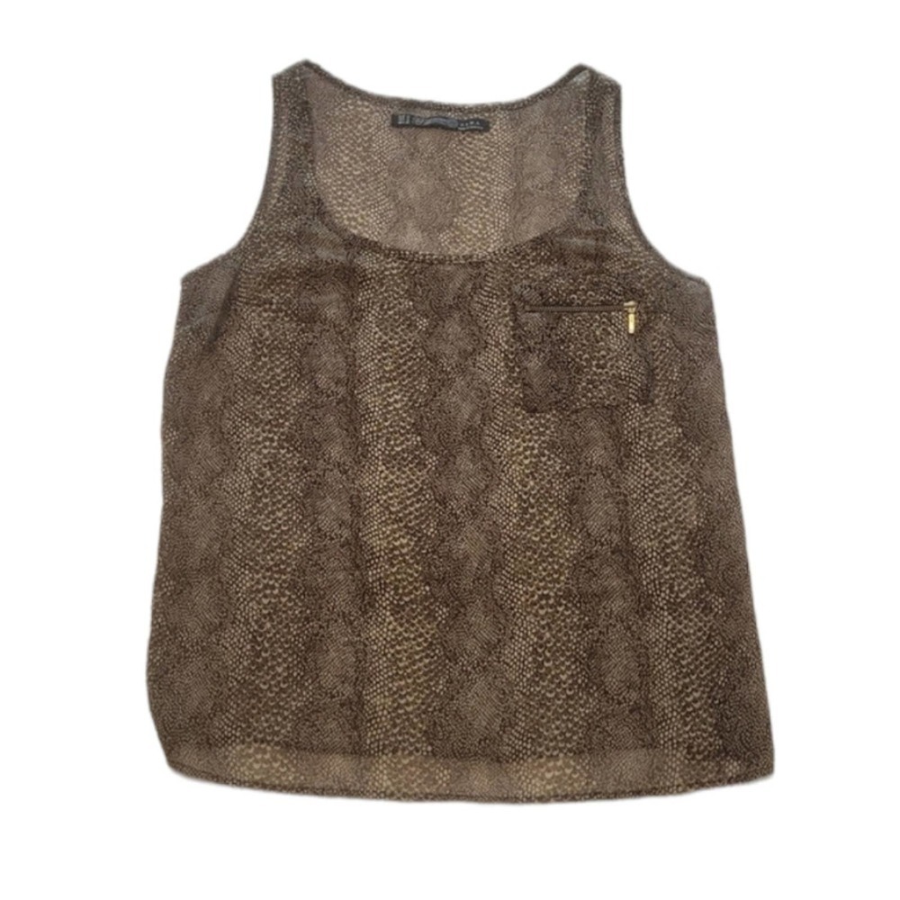 Zara brown and white sleeveless top leopard print mob wife women’s M
